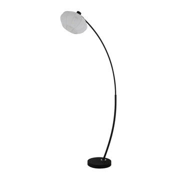 Radiant Black Floor Lamp with White Fabric Shade E27 Living Room Light