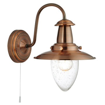 Fisherman Copper Wall Light Fitting Lights w. Seeded Glass Shade