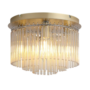 5 Light Gold Champagne Glass Rods Flush Ceiling Light