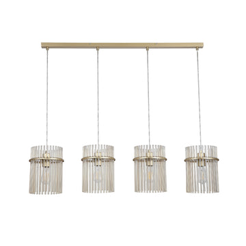 4 Light Bar Gold Metal Champagne Glass Rods E27 Pendant