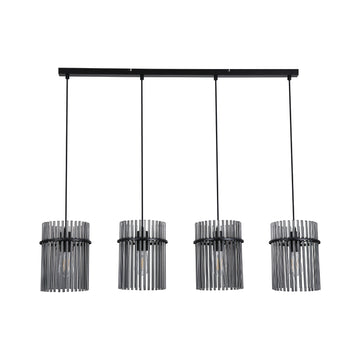 4 Light Bar Matt Black Smoked Glass E27 Pendant