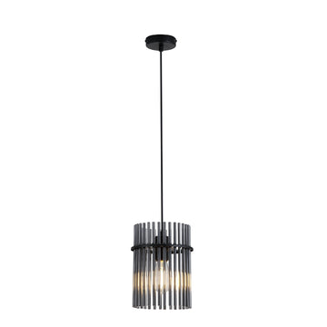 Matt Black Smoked Glass E27 Modern Pendant Light