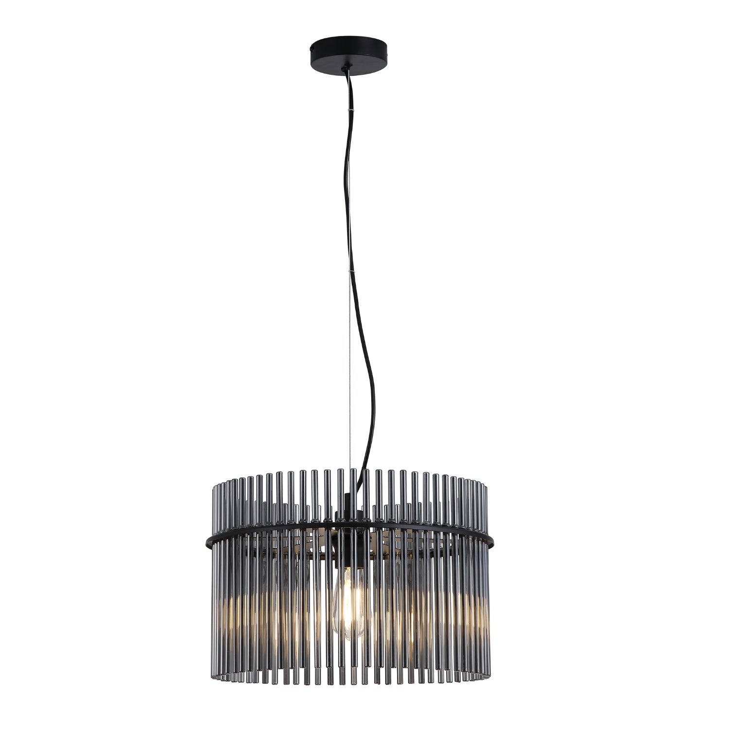 Matt Black Smoked Glass E27 Modern Pendant Light