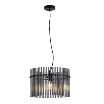 Matt Black Smoked Glass E27 Modern Pendant Light
