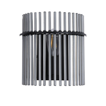 1Lt Matt Black Smoked Glass Rods E27 Wall Light