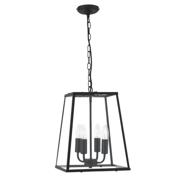 4 Light Black Finish Modern Lantern Ceiling Pendant Lighting Access