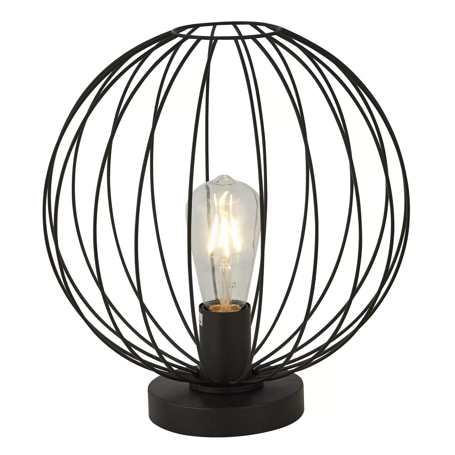 Black Metal Wire Globe Cage E27 Rondo Table Lamp