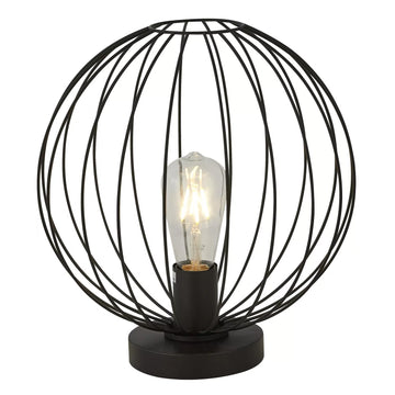 Black Metal Wire Globe Cage E27 Rondo Table Lamp