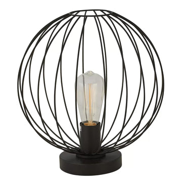 Black Metal Wire Globe Cage E27 Rondo Table Lamp