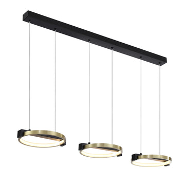Gold Black Satin Brass 2454lm LED 3 Light Bar Pendant