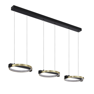Gold Black Satin Brass 2454lm LED 3 Light Bar Pendant