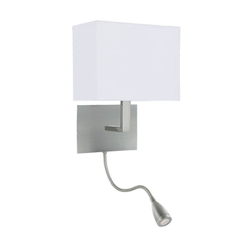 Dual LED Flexible Arm Silver Switched Wall Fitting Bracket Light