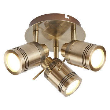 Samson LED 3 Lights Antique Brass Bathroom Light Ceiling Spotlight