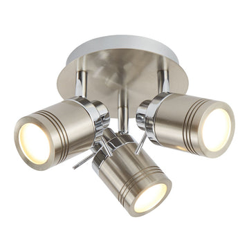 Samson LED 3 Lights Satin Silver Bathroom Light Ceiling Spotlight