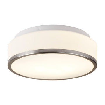 28cm Modern Silver White Glass Bathroom Flush Fitting Ceiling Light