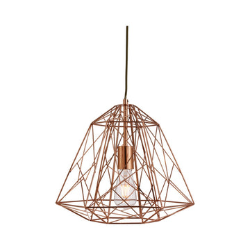Copper Geometric Cage Frame Shade Ceiling Pendant Light Fitting