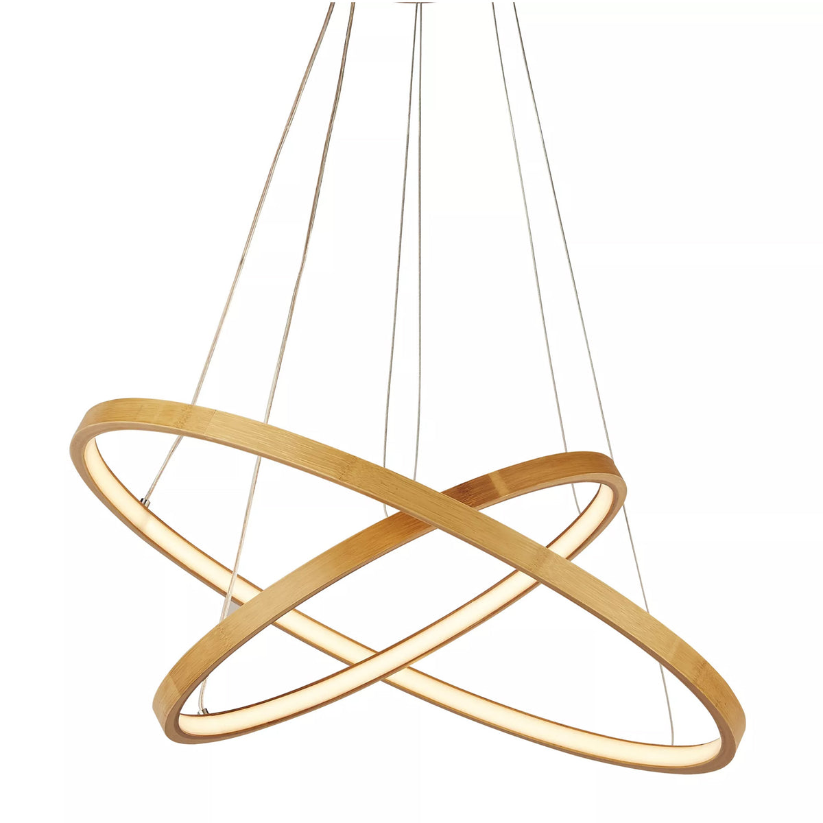 X Eternity 2 Ring Natural Bamboo Gold LED Warm White Pendant Light