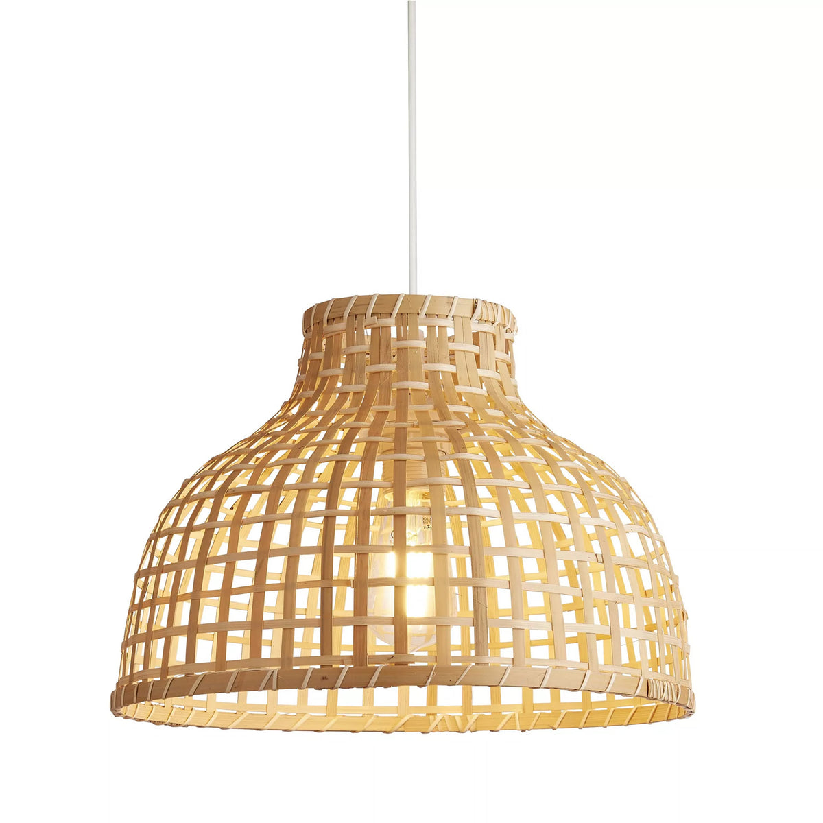 Bali Bamboo Wood Woven Dome Shade Pendant Light