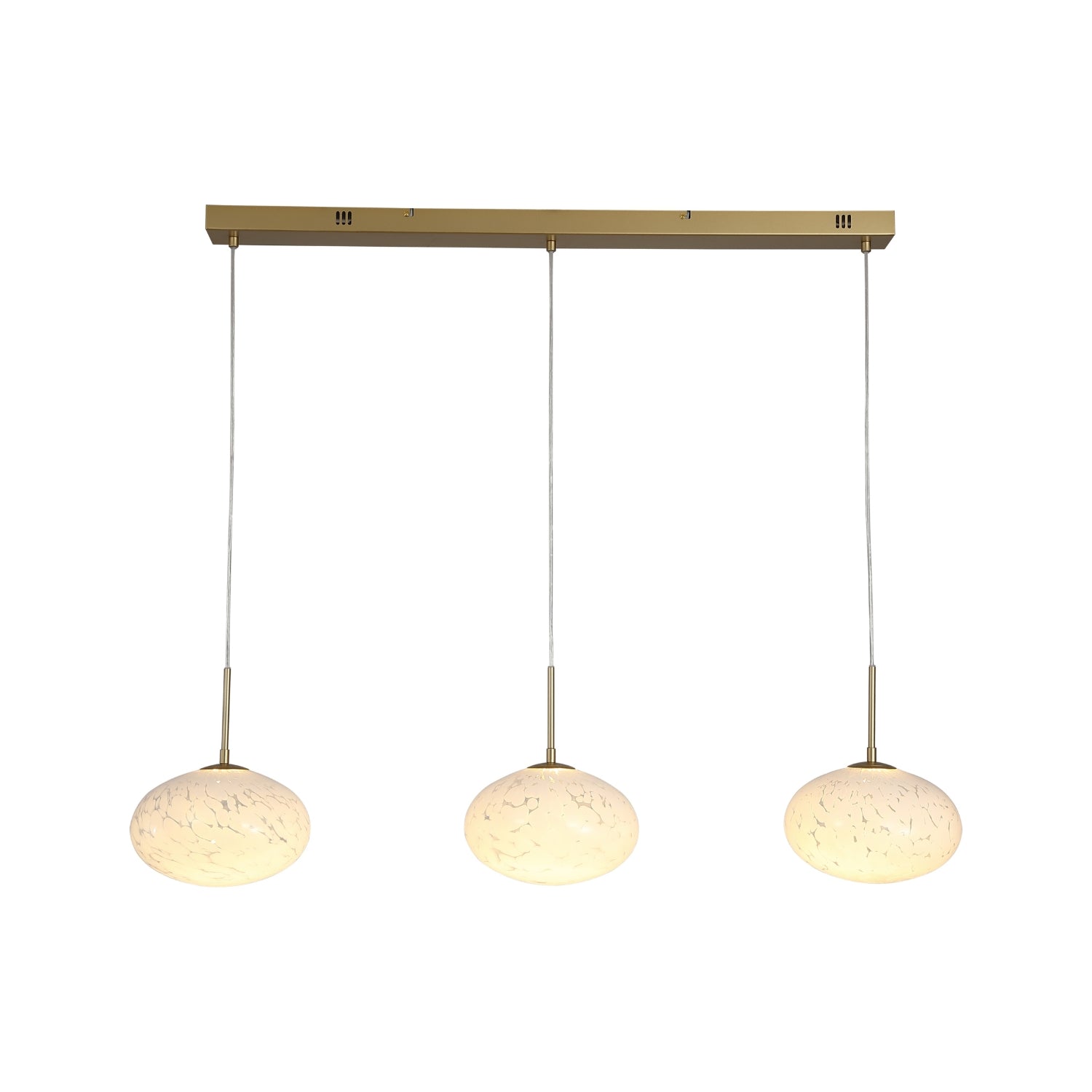 3 Light Confetti Glass Gold Sphere 25W LED 2380lm Pendant