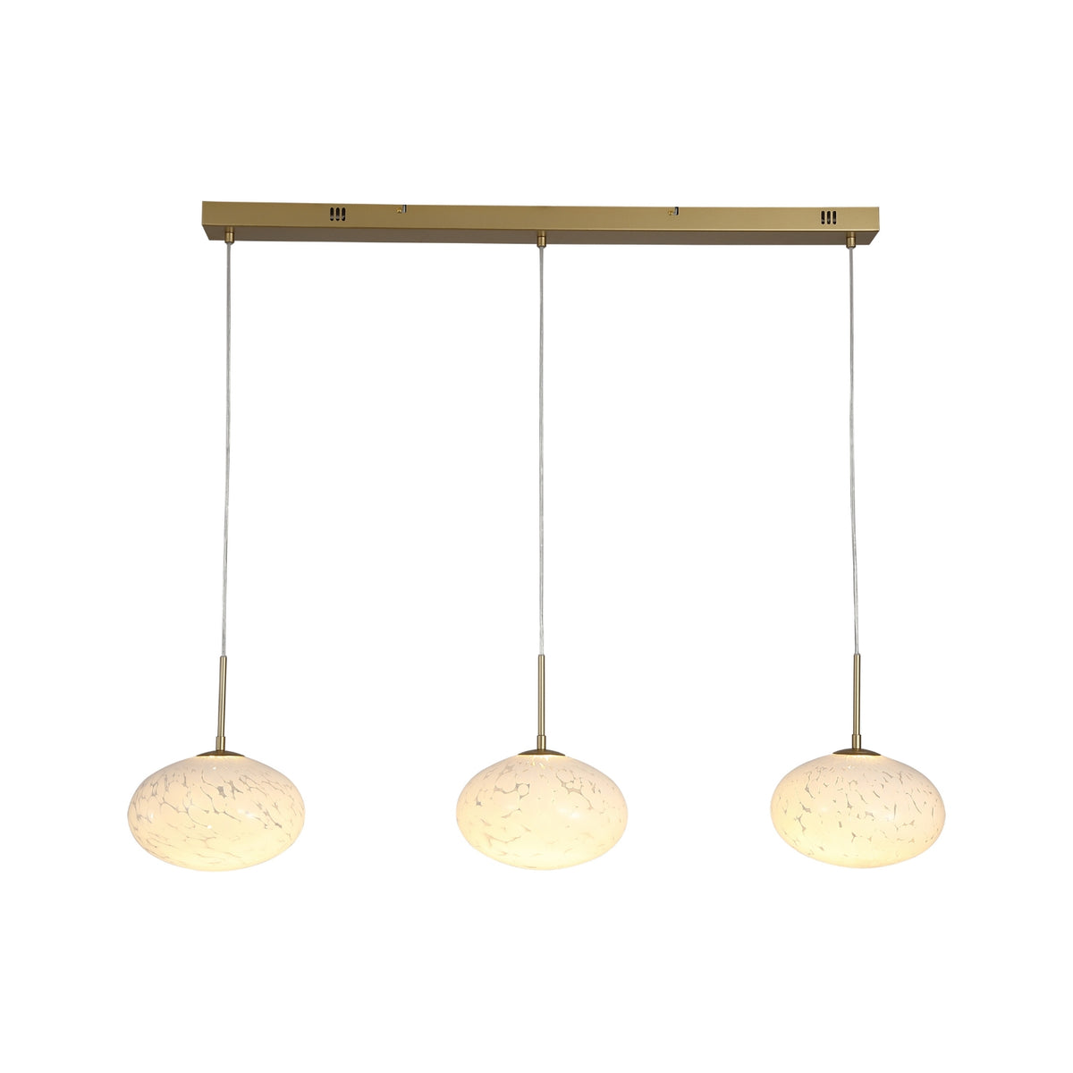 3 Light Confetti Glass Gold Sphere 25W LED 2380lm Pendant