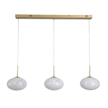 3 Light Confetti Glass Gold Sphere 25W LED 2380lm Pendant