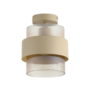 1‑Light Amber Ribbed Glass Sand Metal Pendant Light