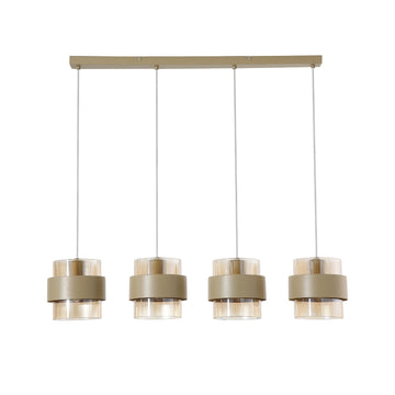 4‑Light Amber Ribbed Glass Sand Metal Pendant Light