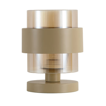 Sand Metal Base Amber Ribbed Glass Shade E27 60W 23.8cm Table Lamp