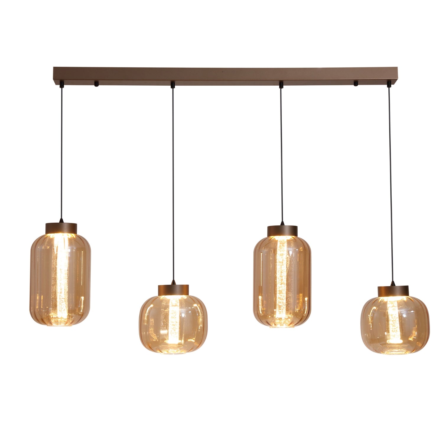 LED Amber Glass 4 Light Latte 28W Lille Pendant Light