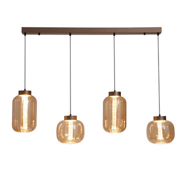 LED Amber Glass 4 Light Latte 28W Lille Pendant Light