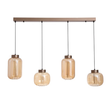 LED Amber Glass 4 Light Latte 28W Lille Pendant Light
