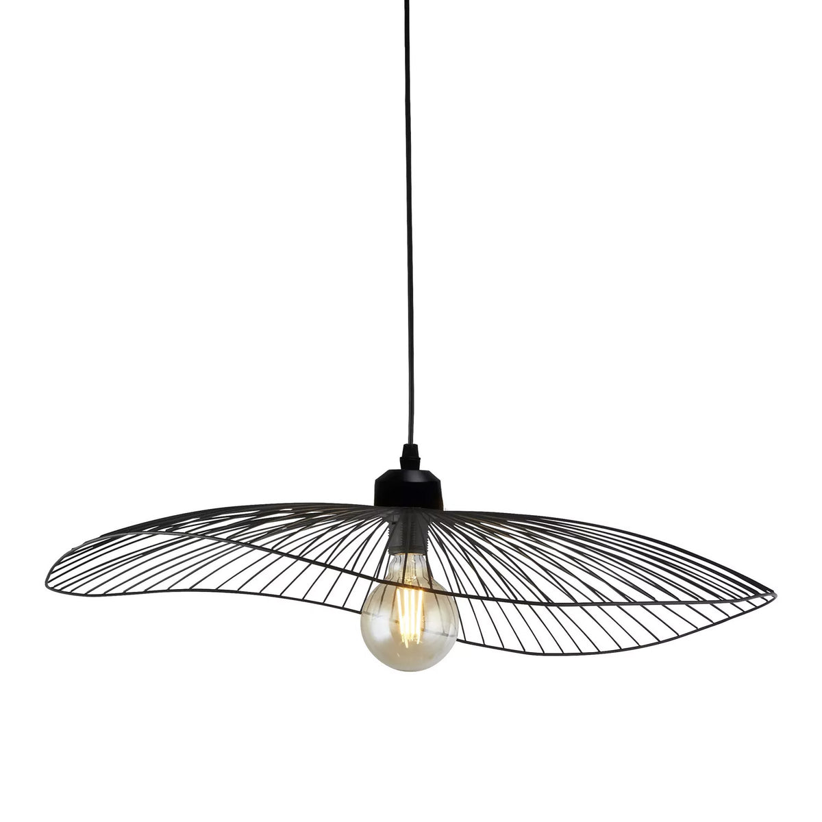 Black Wave Convertible to Flush Pendant Light