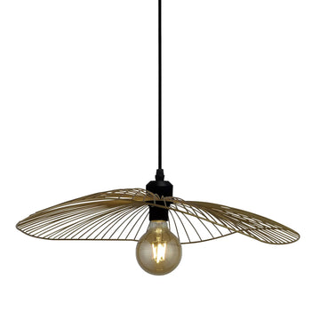 Black Gold Wave Convertible to Flush Pendant Light