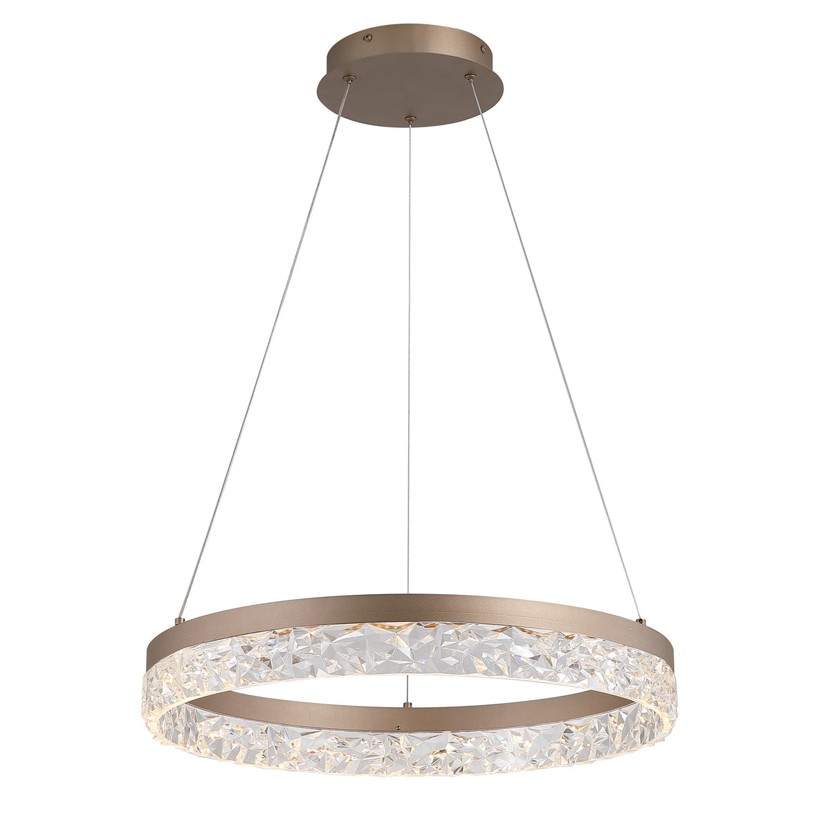 50cm Latte Metal Crystal 25W 3027lm LED Round Pendant Light