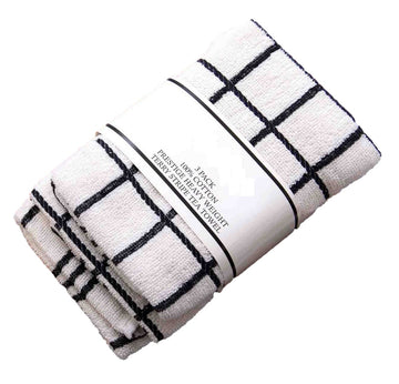 3pk Fancy Stripe Terry Tea Towel - Black