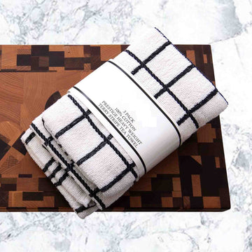 15pc Stripe Terry Tea Towel Black