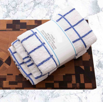 18pc Stripe Terry Tea Towel Blue