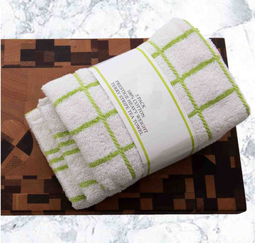 30pc Green Stripe Terry Tea Cotton Kitchen Towel