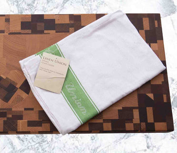 3pc Linen Union Bar Glass Cloth Green