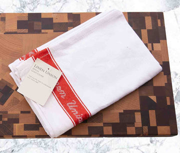 6Pcs Linen Union Glass Cloth Dish Towel - Red