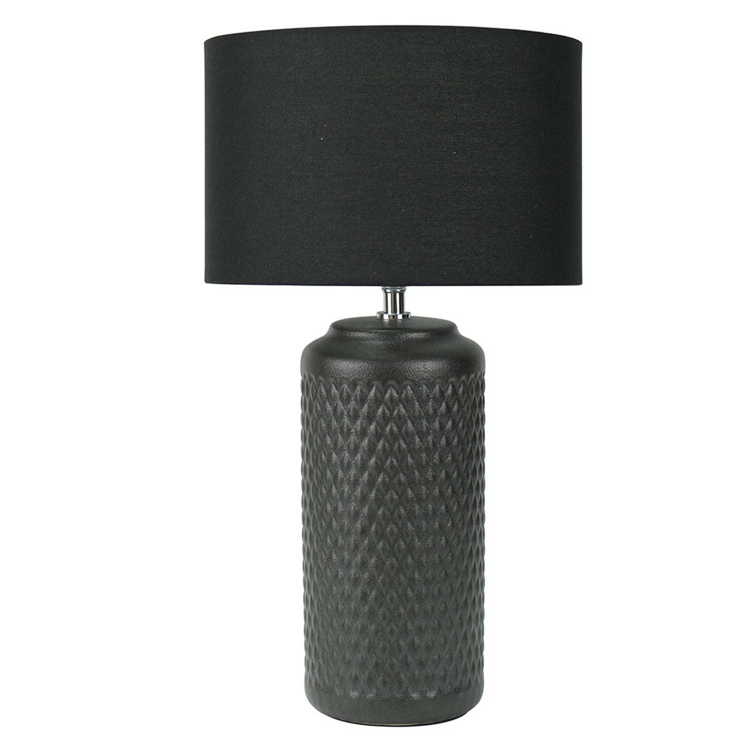 50cm Black Patterned Linen Shade Ceramic Table Lamp