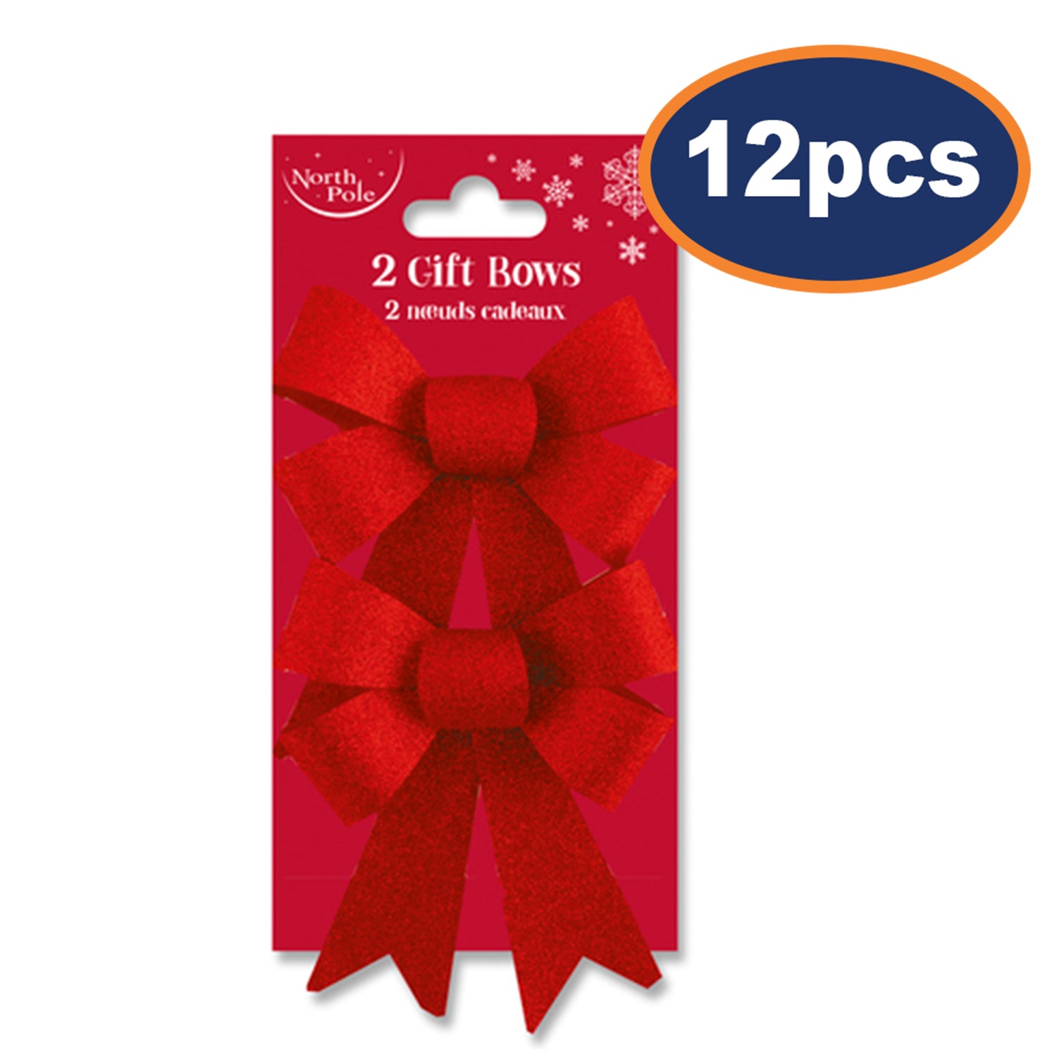 6 Pair North Pole Red Glitters Gift Bows