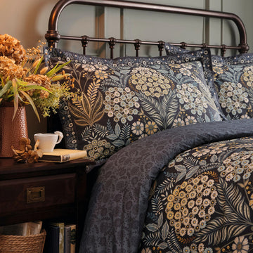 Botanical Floral Duvet Cover Set, Double, Navy & Gold