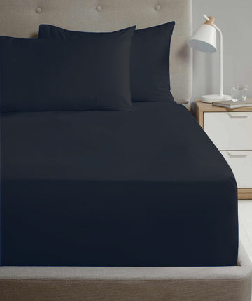 Extra Deep Percale Fitted Sheet 38cm Plain King Black