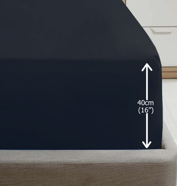Extra Deep Percale Fitted Sheet 38cm Plain Double Black