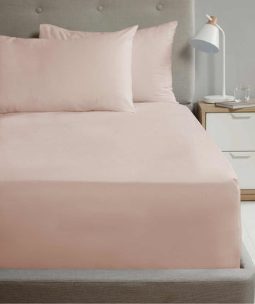 Extra Deep Percale Fitted Sheet 38cm Plain King Blush Pink