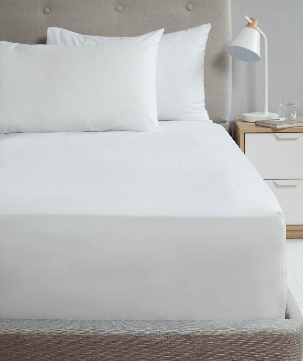 Percale Fitted Sheet 25cm Deep, Double, White