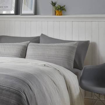Multi Stripe Duvet Cover Set, Single, Charcoal Grey