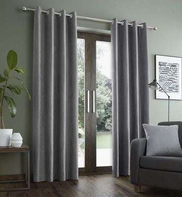 Catherine Lansfield Faux Suede Curtains Eyelet Top, 46x54