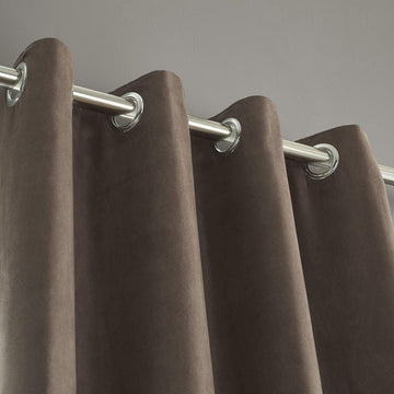 Catherine Lansfield Faux Suede Curtains Eyelet Top, 66x54", Mink Natural